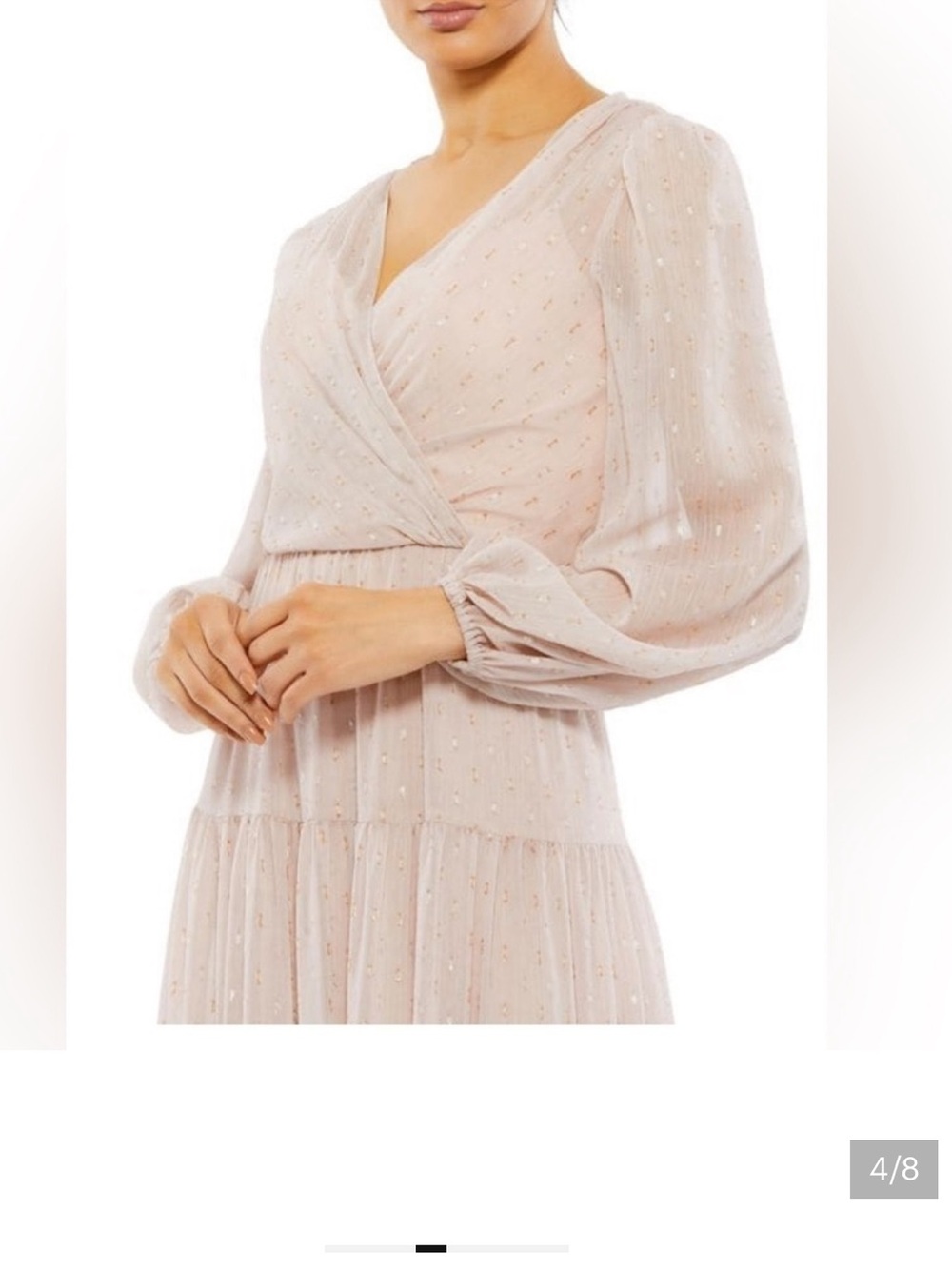 Mac Duggal Pale Blush Tiered Long Sleeve Maxi Dress - Picture 3 of 3